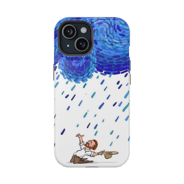 Mavi Yağmur ve Adam Karikatürü Telefon Kılıfı K030