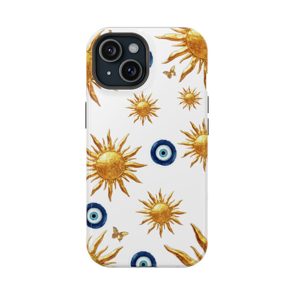 Altın Güneş ve Nazar Boncuğu Telefon Kılıfı K075