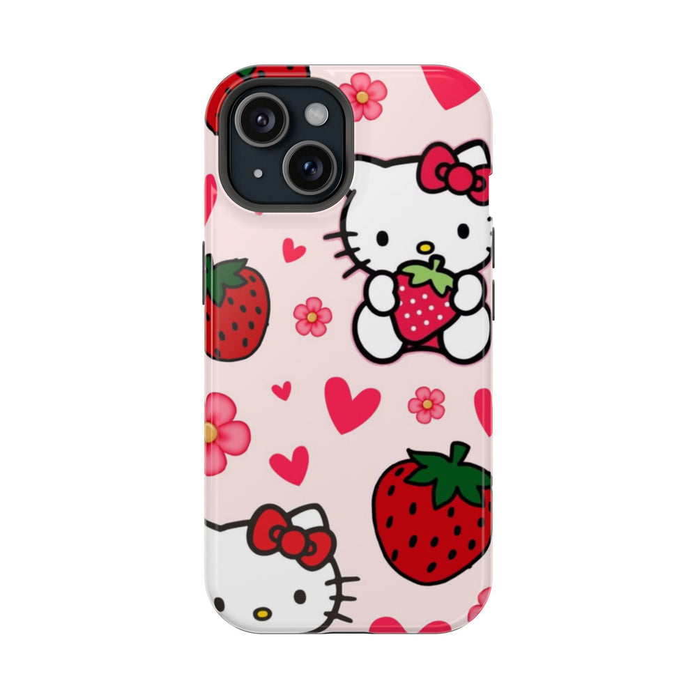 Hello Kitty Çilek Kalp Çiçek Pembe Telefon Kılıfı K055