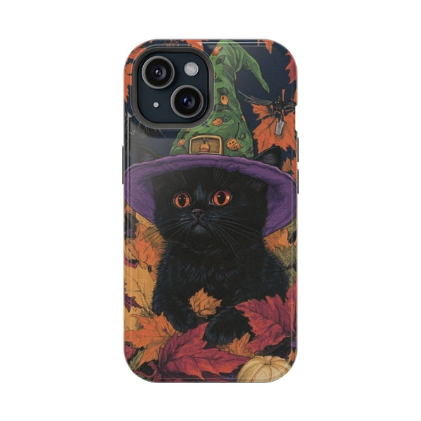 Siyah Kedi Cadı Şapkası Yapraklar Telefon Kılıfı K218