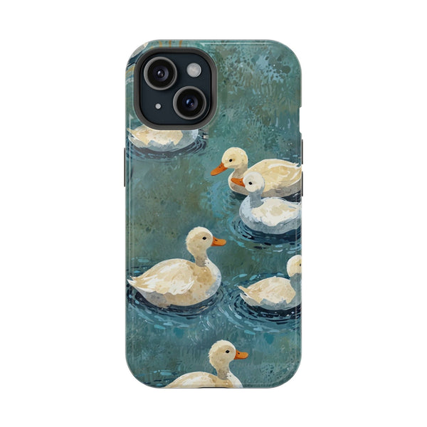 Beyaz Ördek Desenli Mavi Telefon Kılıfı K264