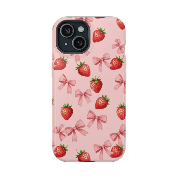 Pembe Fiyonk ve Çilek Desenli Telefon Kılıfı K252