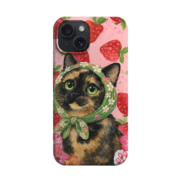 Çilekli Fularlı Kedi Telefon Kılıfı K401