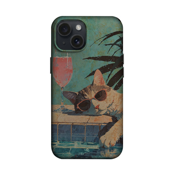 Havuz Kenarında Gözlüklü Kedi Telefon Kılıfı K794
