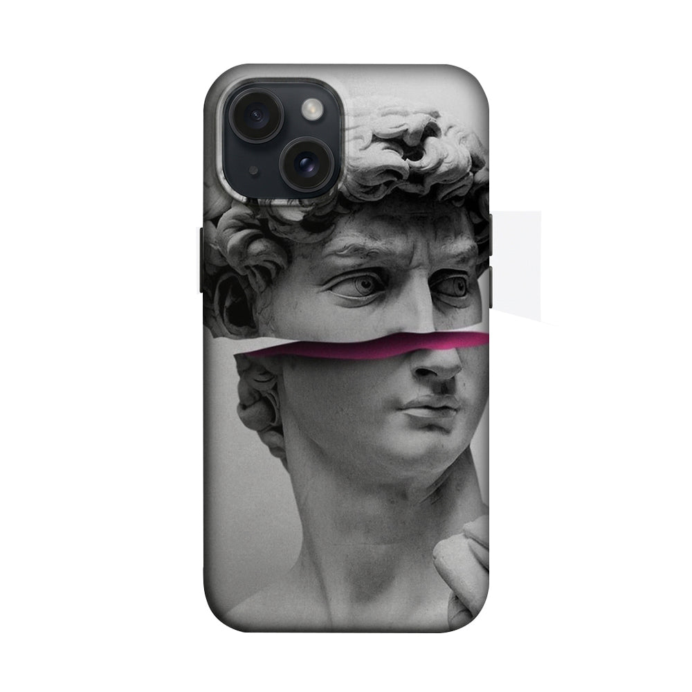 Heykel Portre Pembe Çizgili Telefon Kılıfı K697