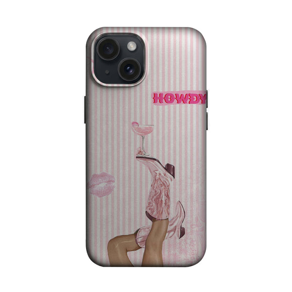 Howdy Yazılı Pembe Çizgili Kadın Telefon Kılıfı K941