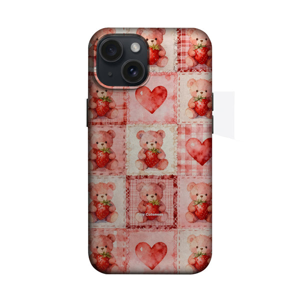 Pembe Ayıcık ve Çilek Desenli Telefon Kılıfı K228