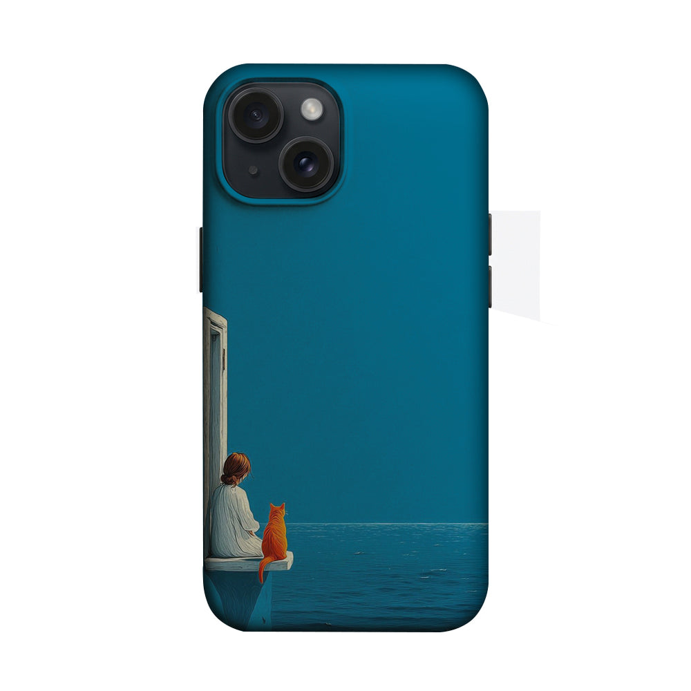 Kapıda Oturan Kız ve Kedi Telefon Kılıfı K588