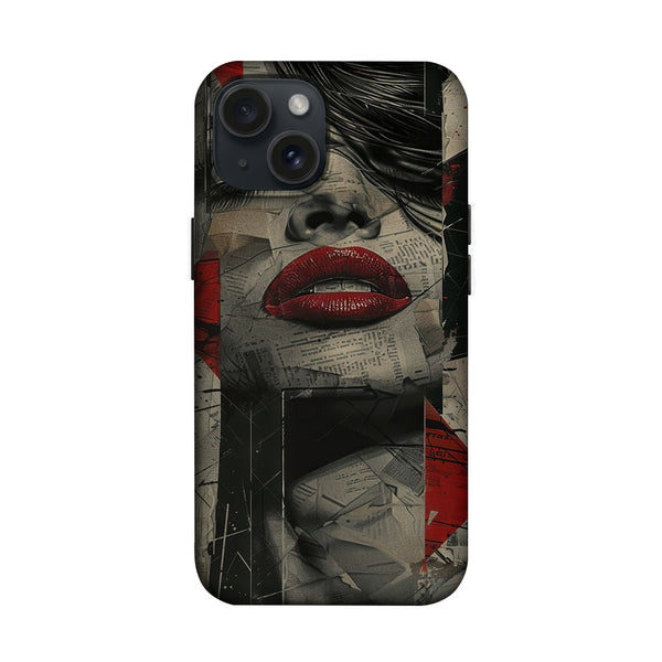 Kırmızı Dudaklı Kadın Kolajı Telefon Kılıfı K1035