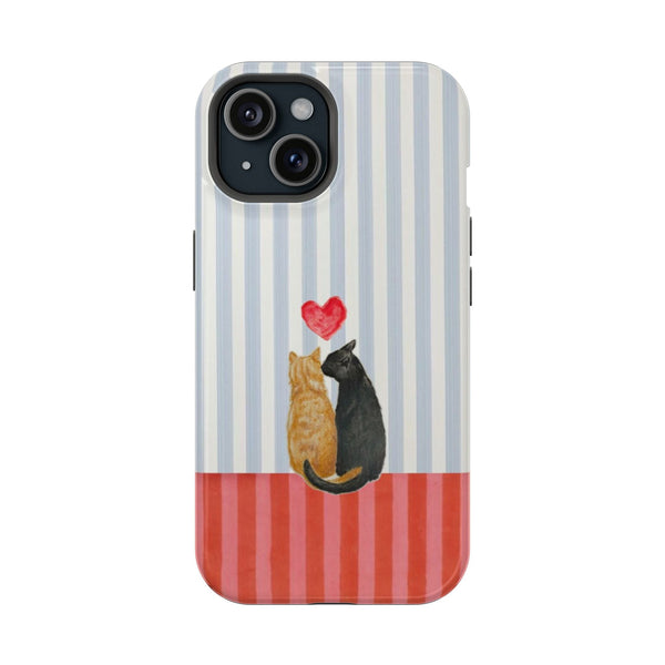 Sevgili Kedi Desenli Çizgili Telefon Kılıfı K097