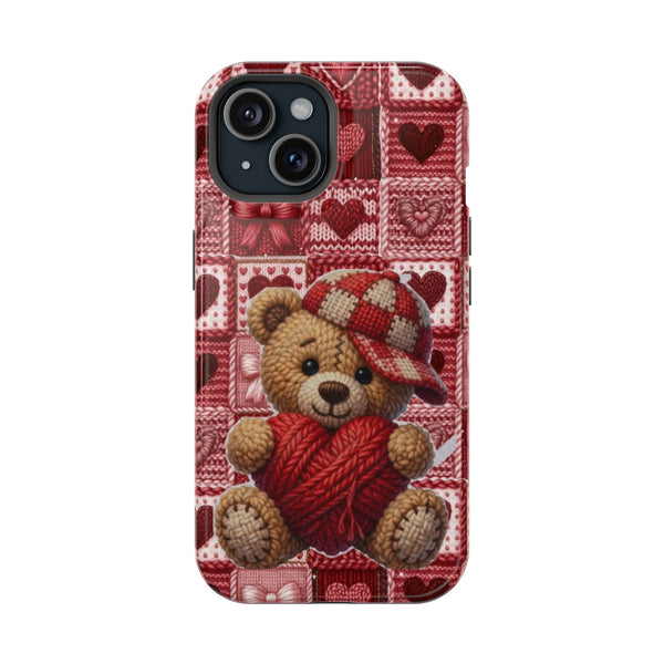 Kırmızı Bere Kalpli Ayıcık Deseni Telefon Kılıfı K285