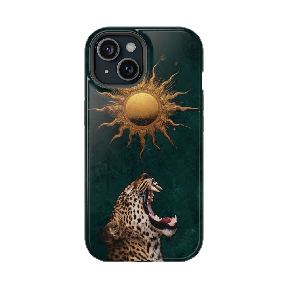 Leopar ve Altın Güneş Desenli Telefon Kılıfı K278