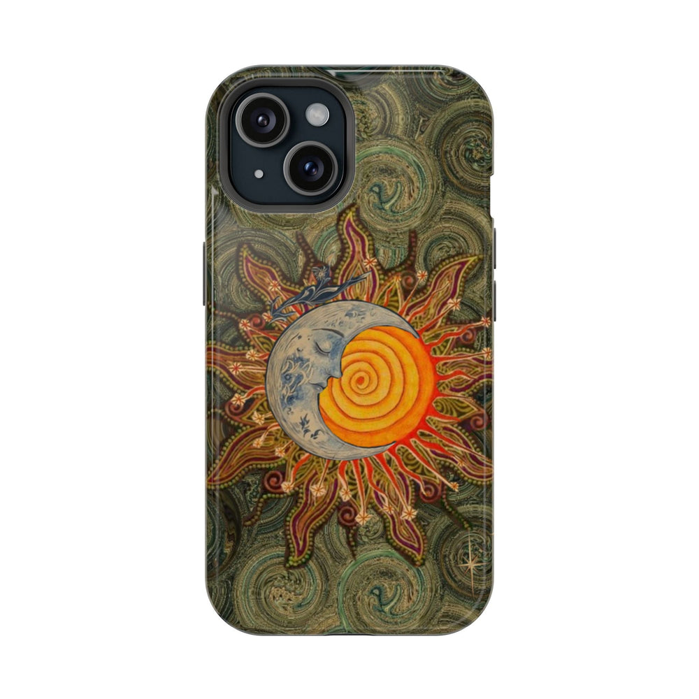 Ay ve Güneş Desenli Toska Renk Telefon Kılıfı K298