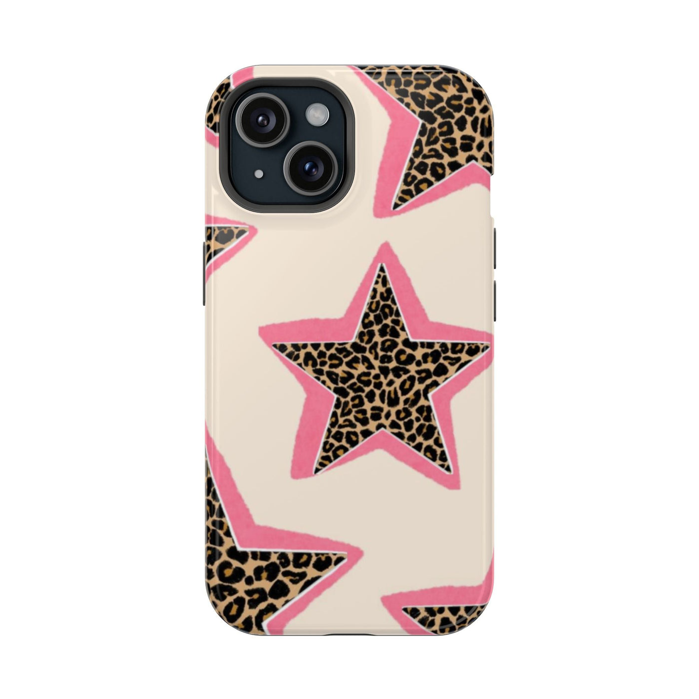 Leopar Desenli Pembe Yıldızlar Telefon Kılıfı K093