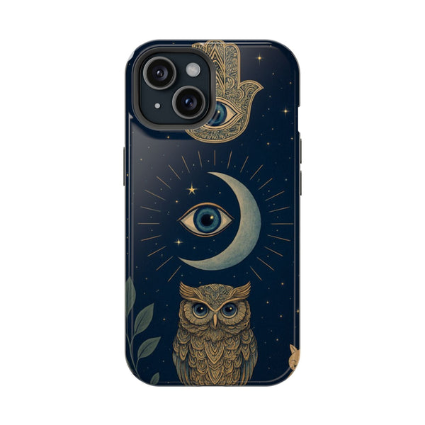 Gece Temalı Baykuş ve Ay Deseni Telefon Kılıfı K151