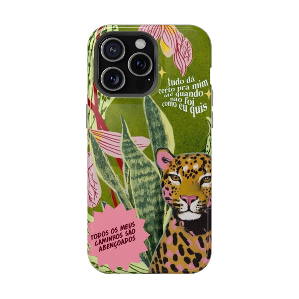 Yeşil Yapraklı Leopar Desenli Telefon Kılıfı K302