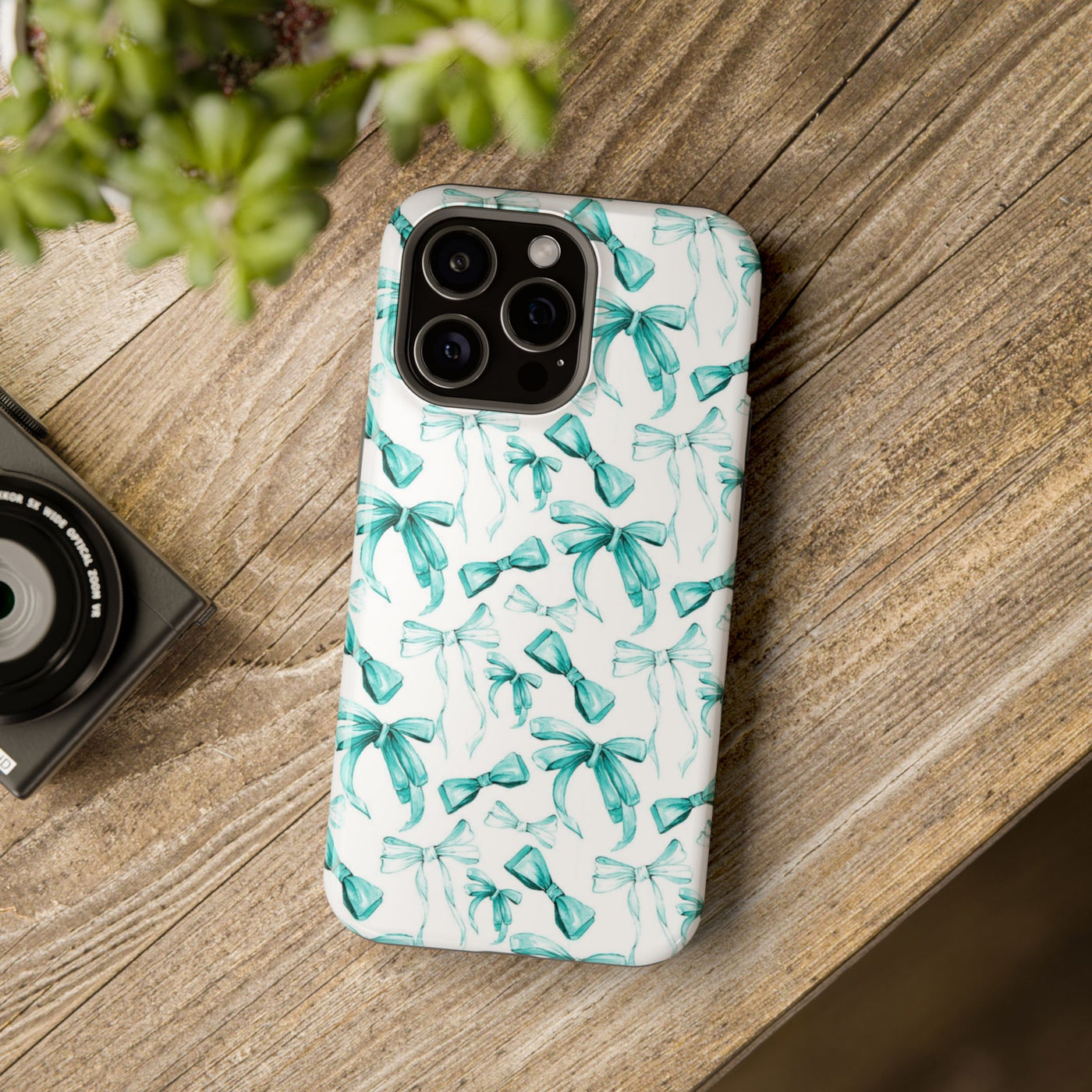 Turkuaz Kurdele Desenli Telefon Kılıfı K024