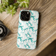 Turkuaz Kurdele Desenli Telefon Kılıfı K024