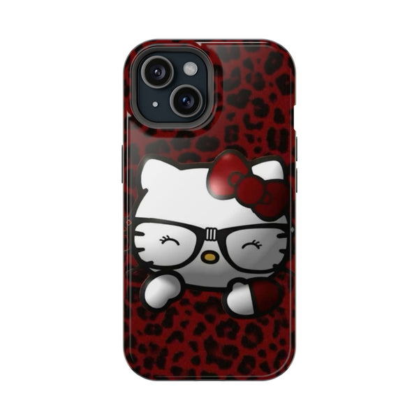 Kırmızı Leopar Desenli Hello Kitty Telefon Kılıfı K249