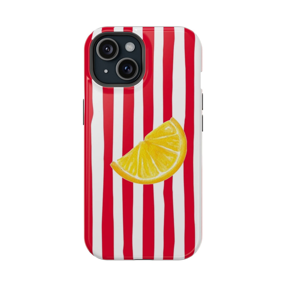 Kırmızı Beyaz Çizgili Limon Dilimi Telefon Kılıfı K136