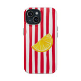 Kırmızı Beyaz Çizgili Limon Dilimi Telefon Kılıfı K136