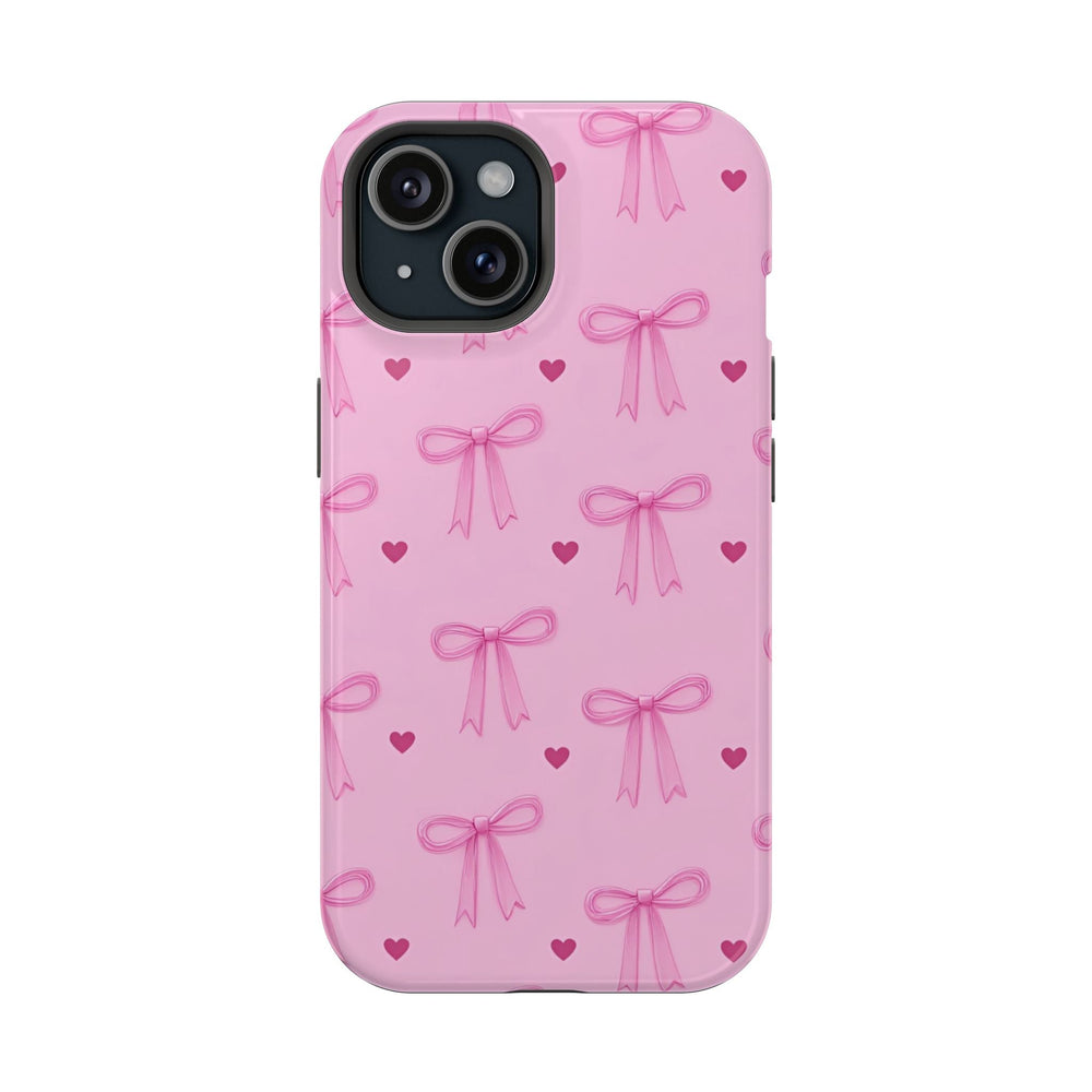Pembe Kurdele ve Kalpler Tasarımı Telefon Kılıfı K059