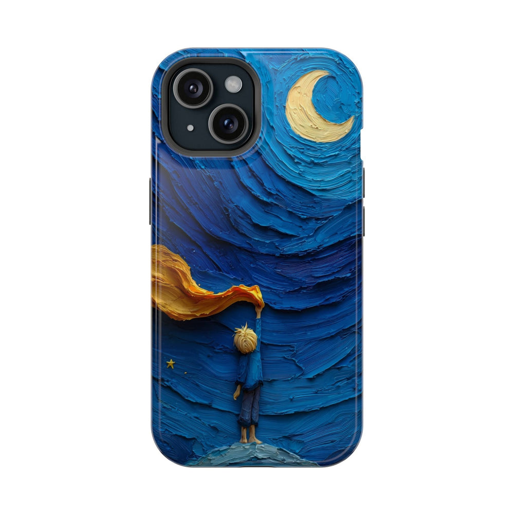 Ay ve Çocuklu Mavi Soyut Telefon Kılıfı K111