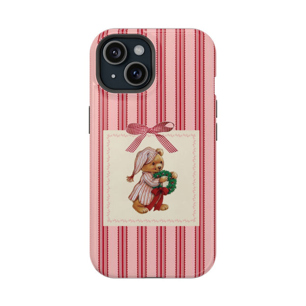 Kırmızı Çizgili Pijama Ayıcık Desenli Telefon Kılıfı K104