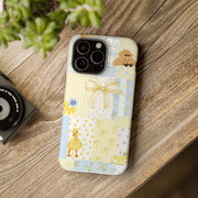 Pastel Sarı Mavi Kurdele Ördek Desenli Telefon Kılıfı K015