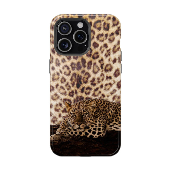 Leopar Desenli Kahverengi Yırtıcı Telefon Kılıfı K013