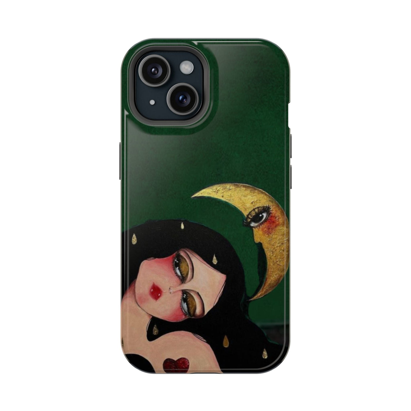Siyah Saçlı Kadın ve Sarı Ay Telefon Kılıfı K089