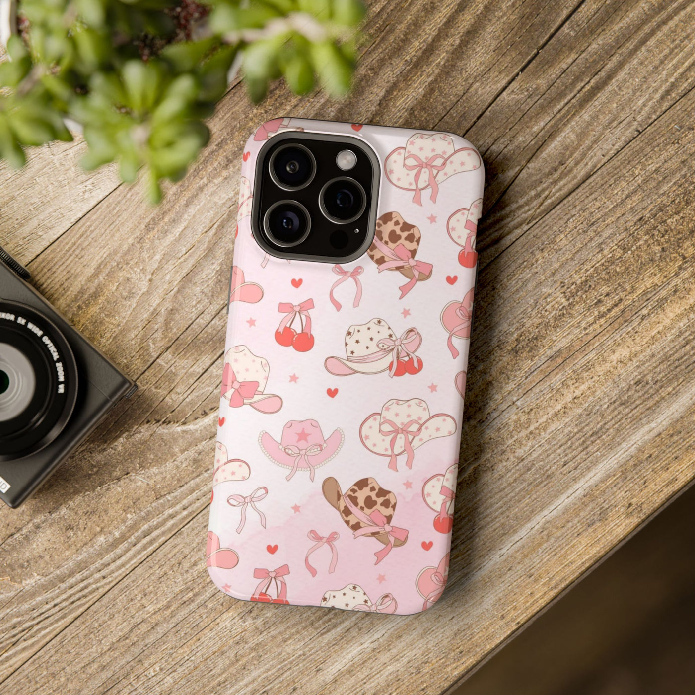 Pembe Şapka ve Kiraz Desenli Telefon Kılıfı K010