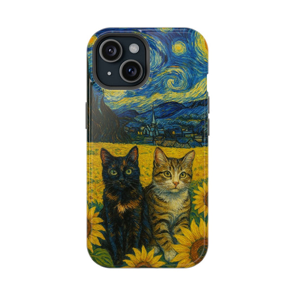Yıldızlı Gece Kediler Ayçiçeği Telefon Kılıfı K233