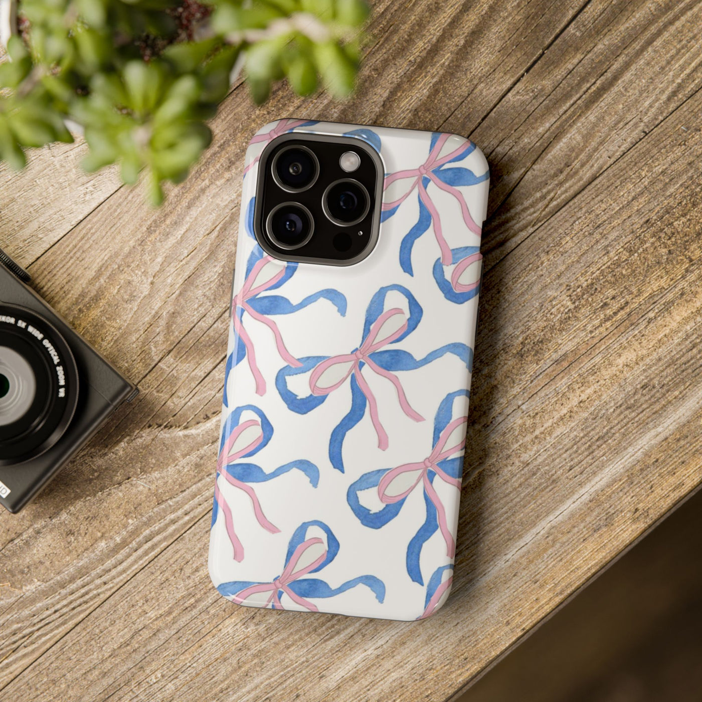 Mavi Pembe Kurdele Desenli Telefon Kılıfı K016