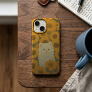 Ayçiçekleri Arasında Beyaz Kedi Telefon Kılıfı K474