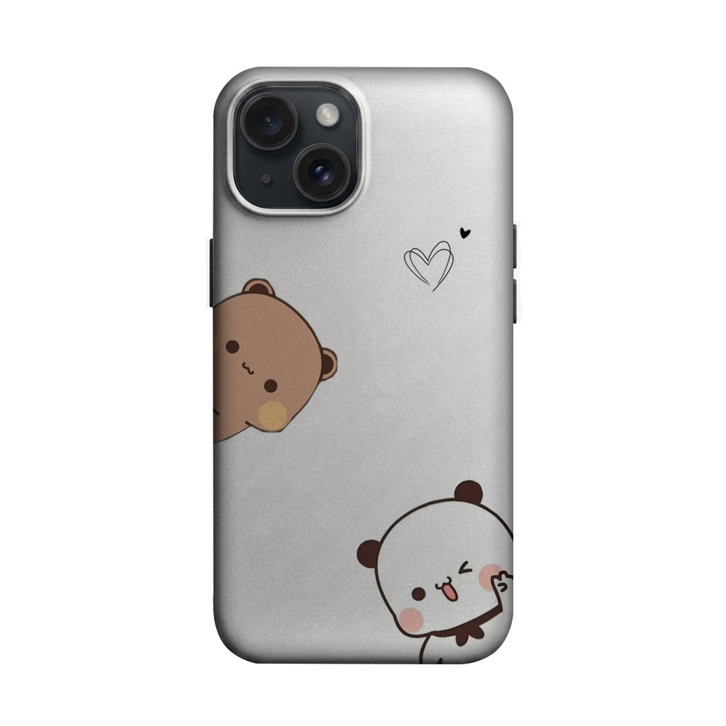 Beyaz Zemin Sevimli Panda ve Ayı Kafası Telefon Kılıfı K1120 mockup 1