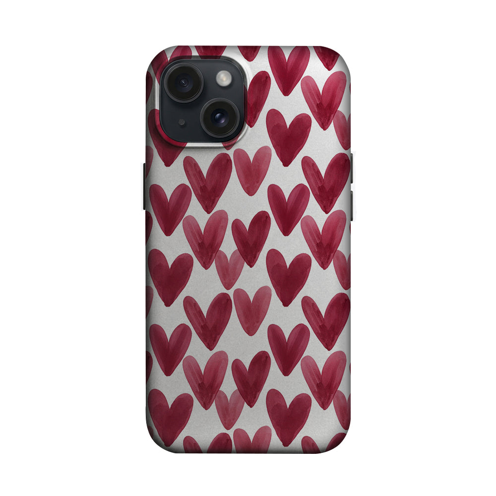 Bordo Kalp Desenli Telefon Kılıfı K1061