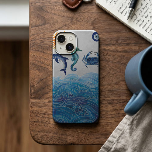 Dalgalı Deniz Canlıları Deseni Telefon Kılıfı K496