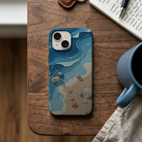 Deniz Kenarı Kumsal ve Deniz Yıldızları Telefon Kılıfı K1145 mockup 2