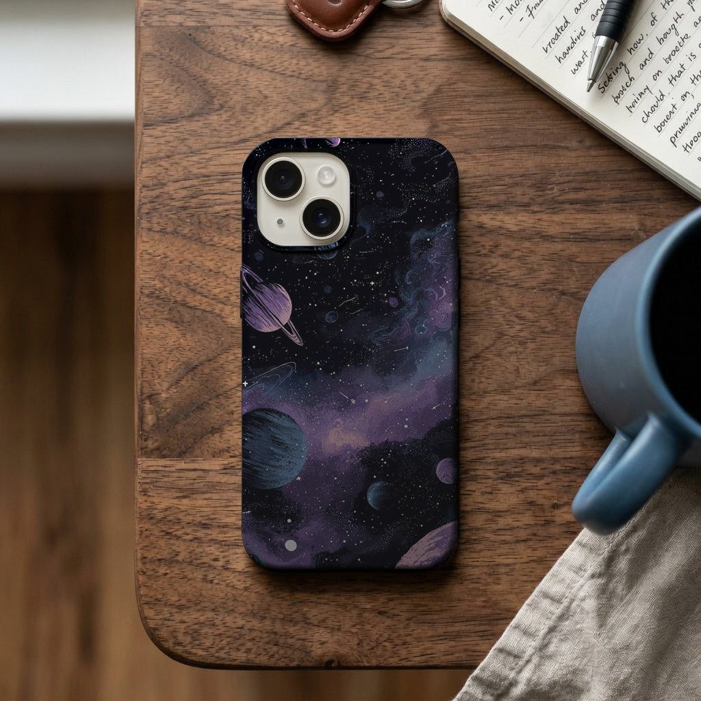 Derin Uzay Gezegenler ve Nebula Manzarası Telefon Kılıfı K1143 mockup 2