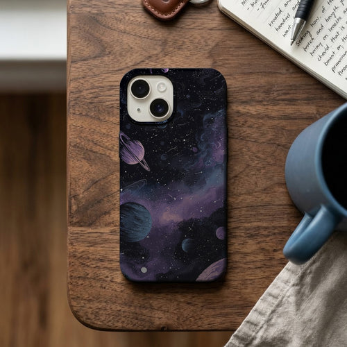 Derin Uzay Gezegenler ve Nebula Manzarası Telefon Kılıfı K1143 mockup 2