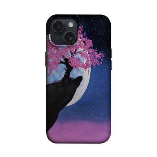Dolunay Altında Pembe Çiçekli Ağaç Telefon Kılıfı K1168 mockup 1