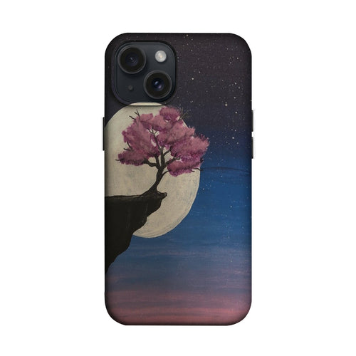 Dolunay Altında Pembe Kiraz Çiçeği Ağacı Telefon Kılıfı K1173 mockup 1