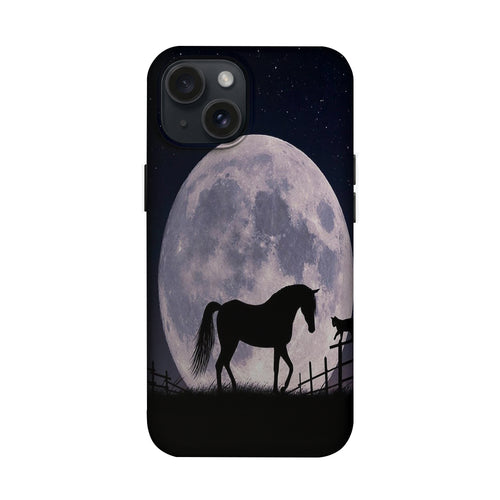 Dolunay Önünde At ve Kedi Silüeti Telefon Kılıfı K1169 mockup 1