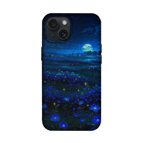 Gece Mavi Çiçekler Tarlası ve Dolunay Telefon Kılıfı K1150 mockup 1
