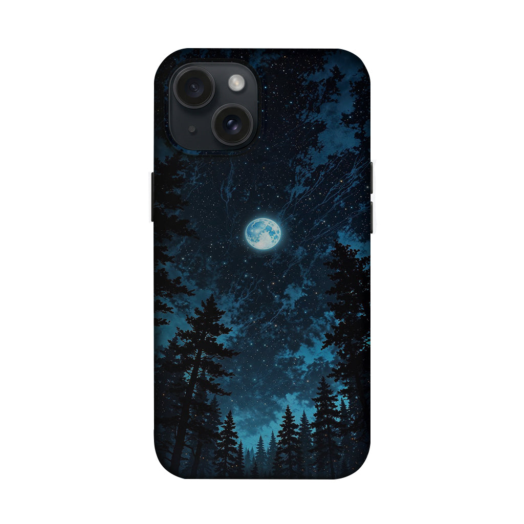 Gece Ormanda Gökyüzü ve Dolunay Manzarası Telefon Kılıfı K1151 mockup 1