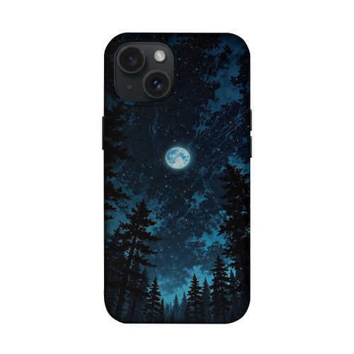 Gece Ormanda Gökyüzü ve Dolunay Manzarası Telefon Kılıfı K1151 mockup 1