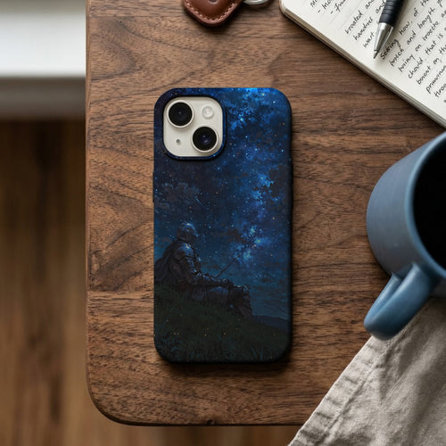 Gece Yıldızlı Gökyüzü ve Şövalye Tasarımlı Telefon Kılıfı K1152 mockup 2