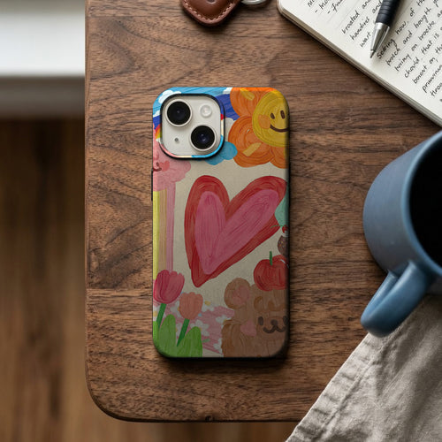 Gökkuşağı Kalp Deseni Telefon Kılıfı K481