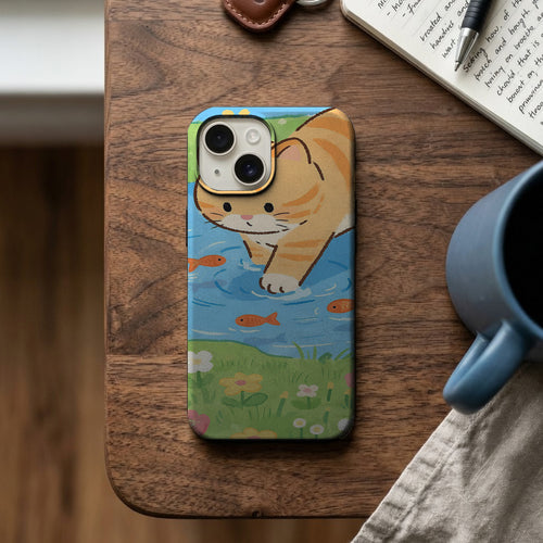 Gölette Balık Avlayan Kedi Telefon Kılıfı K480